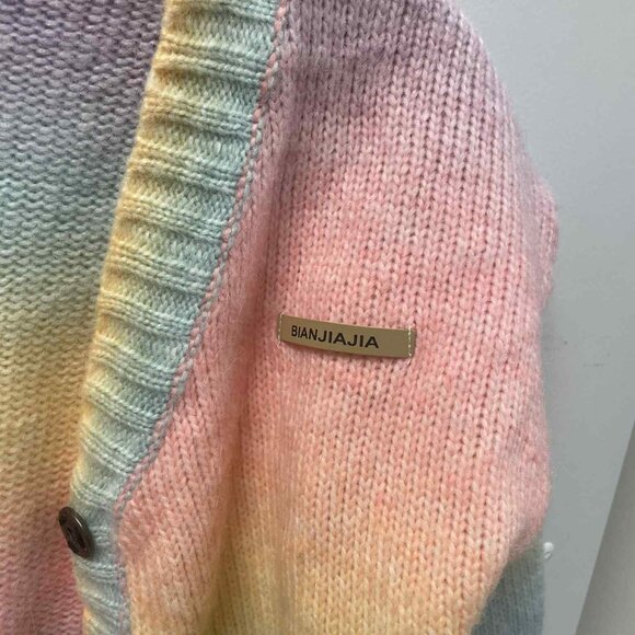 Bianjiajia Soft Rainbow Pastel Top Sweater Cardigan Size Small - Picture 4 of 5